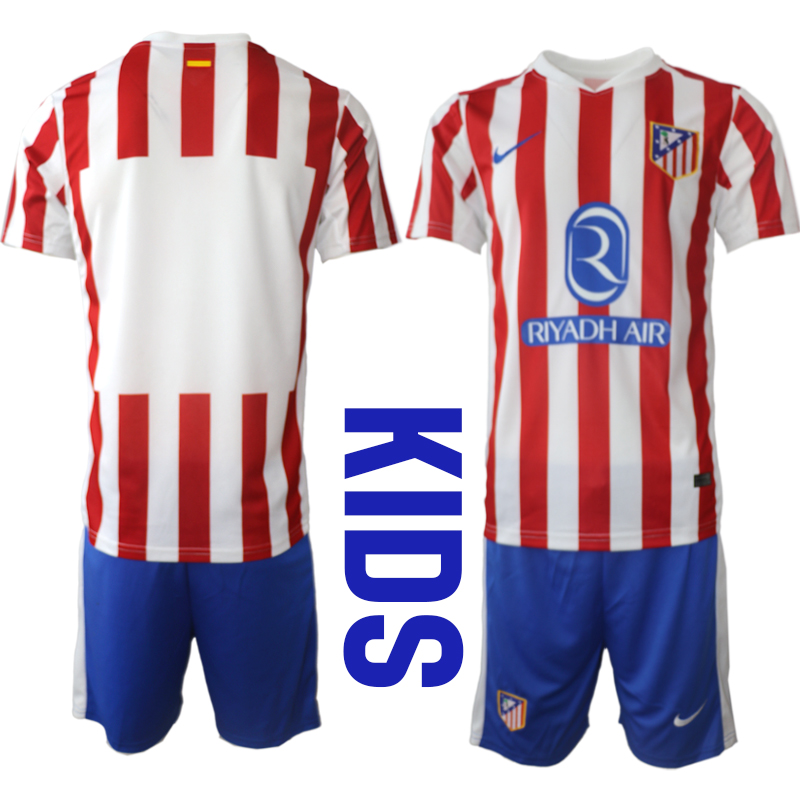 Youth 2025-2026 Club Atletico Madrid home Blue Blank Soccer Jersey->youth soccer jersey->Youth Jersey